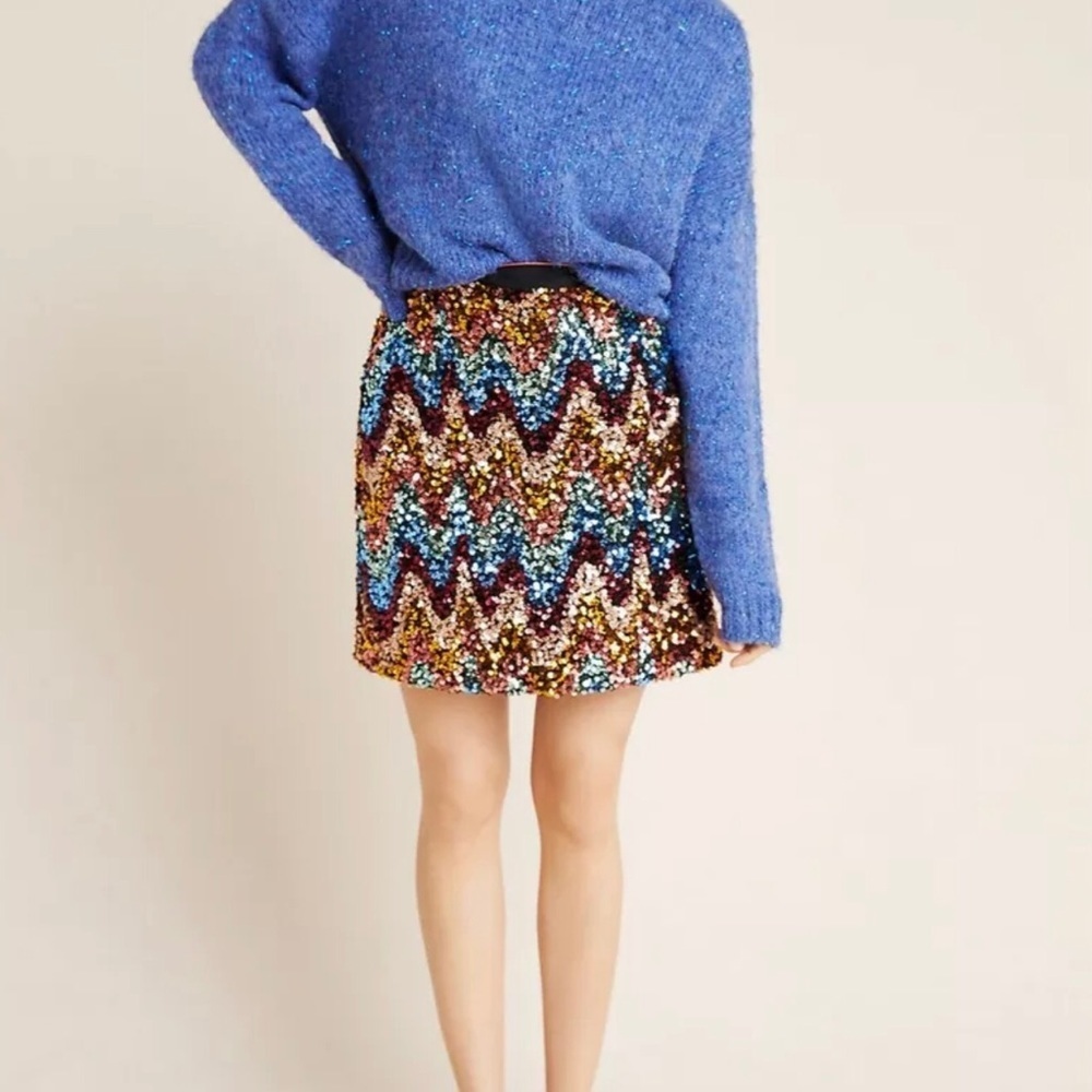 Anthropologie Maeve zig zag sequins short skirt size 0